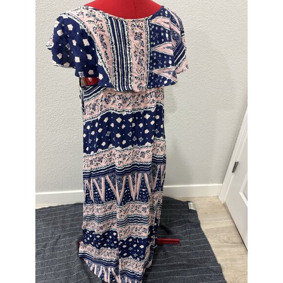 Boho Print High Low Dress Sleeveless Casual Summer Beach Maxi - Picture 4 of 8